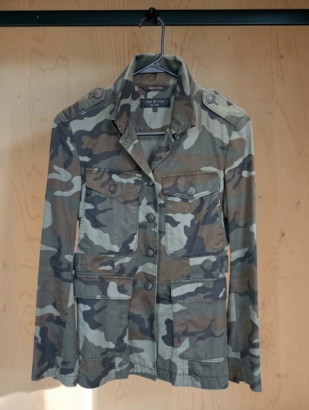 Rag & Bone Green Fitted Camoflauge Utility Jacket Size 2
